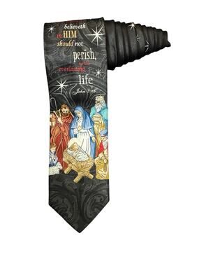 Noel Holiday Collection John 3:16 Nativity Scene Christmas Religious Necktie